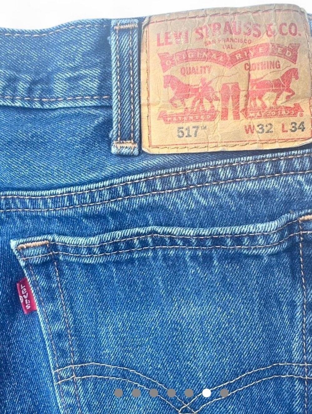 Levis  Carolyn Bessette Wore 1990s Levi's 517 Dark Blue Jeans 32x34 Unaltered